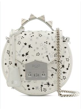 Salar Milano Carol Leather Star Embroidered Multi Bag Milk Black Silver
